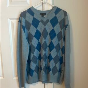 Banana Republic Blue and Gray V-Neck Sweater